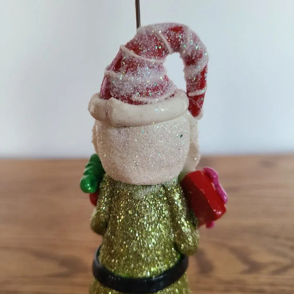 Pier 1 Modeled Polymer Clay Santa Spiral Photo Message Notecard Holder Figurine